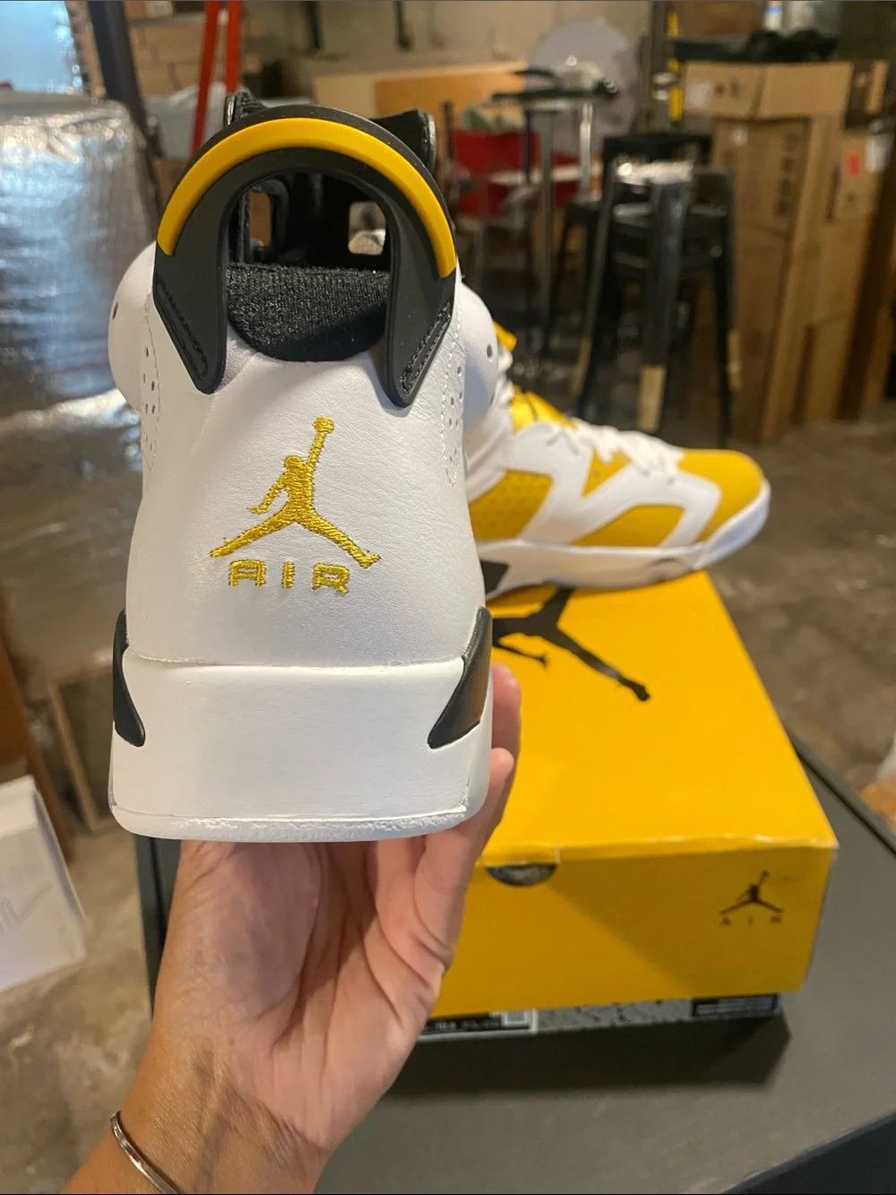 Jordan Retro 6 White and Yellow Sneakers